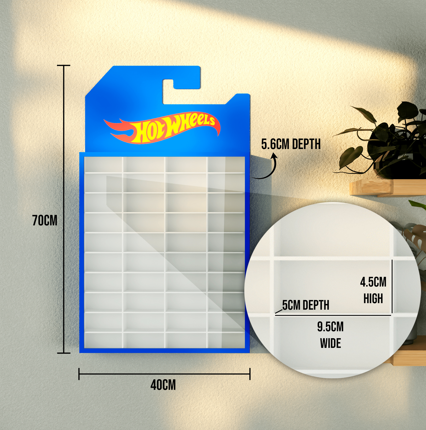 40-Compartment Acrylic Display Shelf – Blister Pack Shaped Wall Display