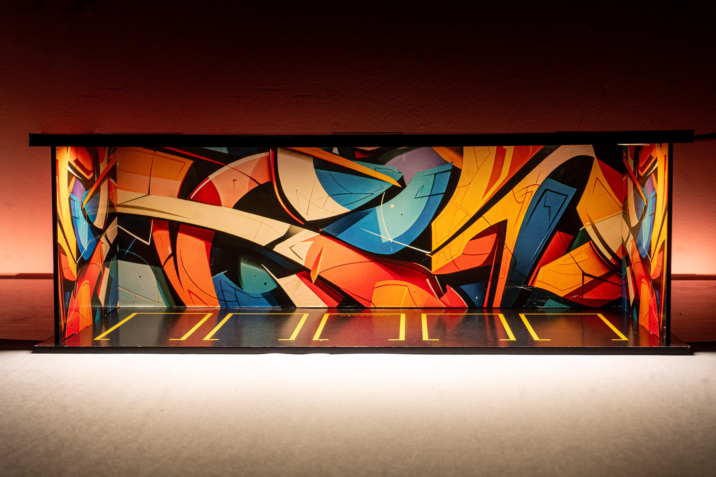 Graffiti Garage 1:64 Acrylic Display Diorama with LED (30x14x10 cm)