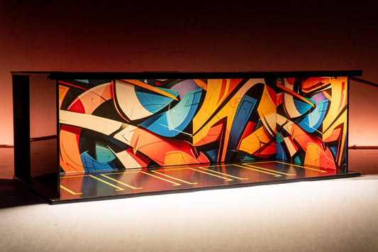 Graffiti Garage 1:64 Acrylic Display Diorama with LED (30x14x10 cm)