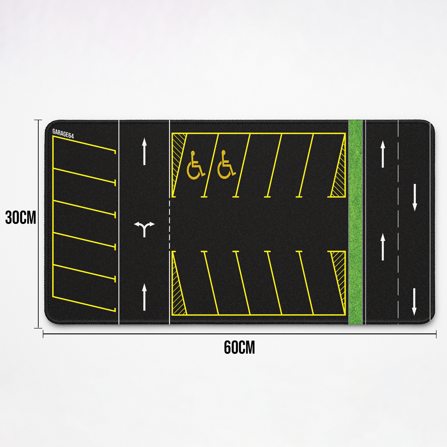 1:64 Scale Parking Lot Rubber Mat – 15 Slot Highway Design (60x30cm)