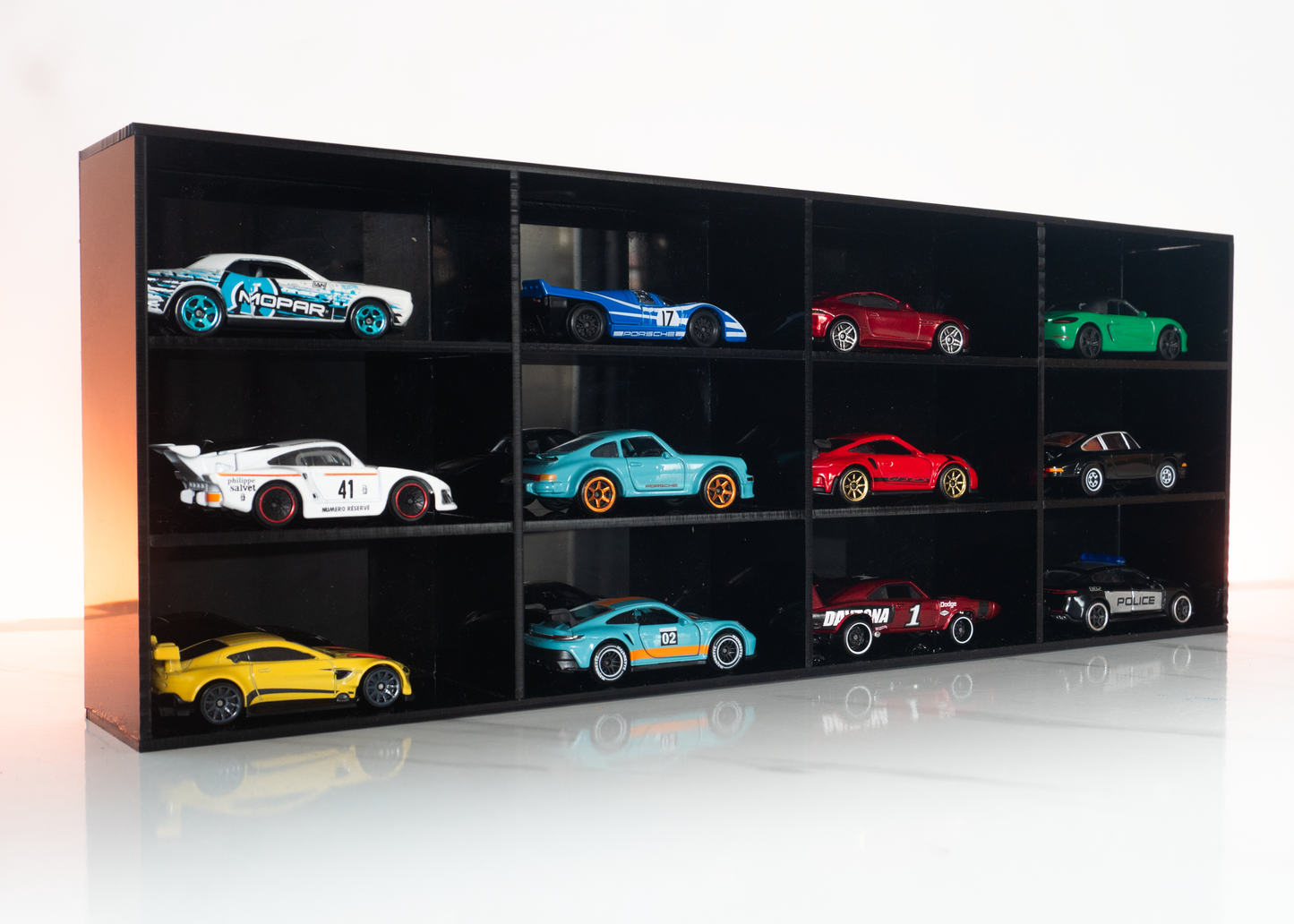 12-Car Acrylic Display Case for Diecast Collectibles (3x4 Grid)