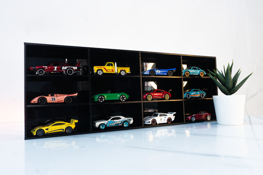 12-Car Acrylic Display Case for Diecast Collectibles (3x4 Grid)