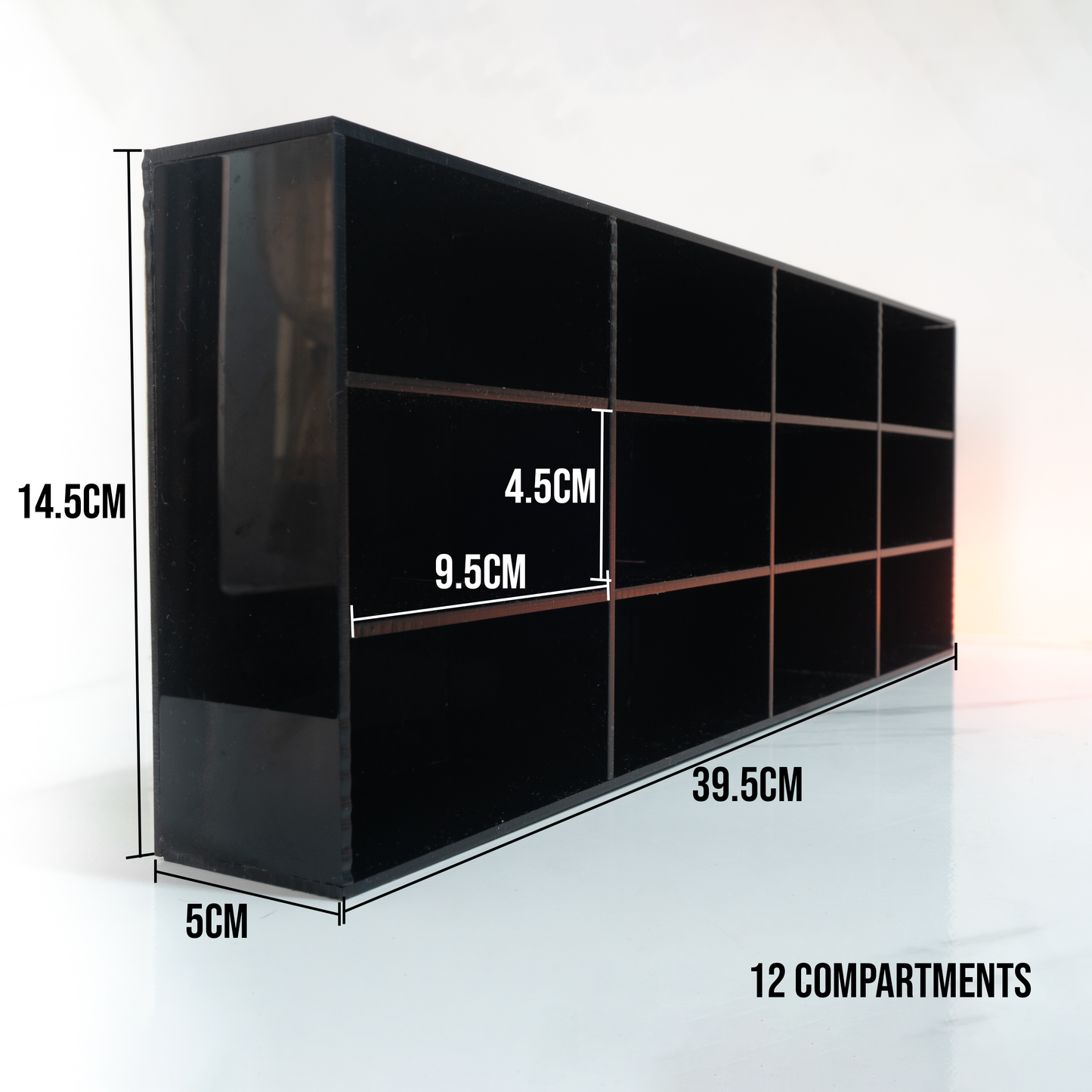12-Car Acrylic Display Case for Diecast Collectibles (3x4 Grid)