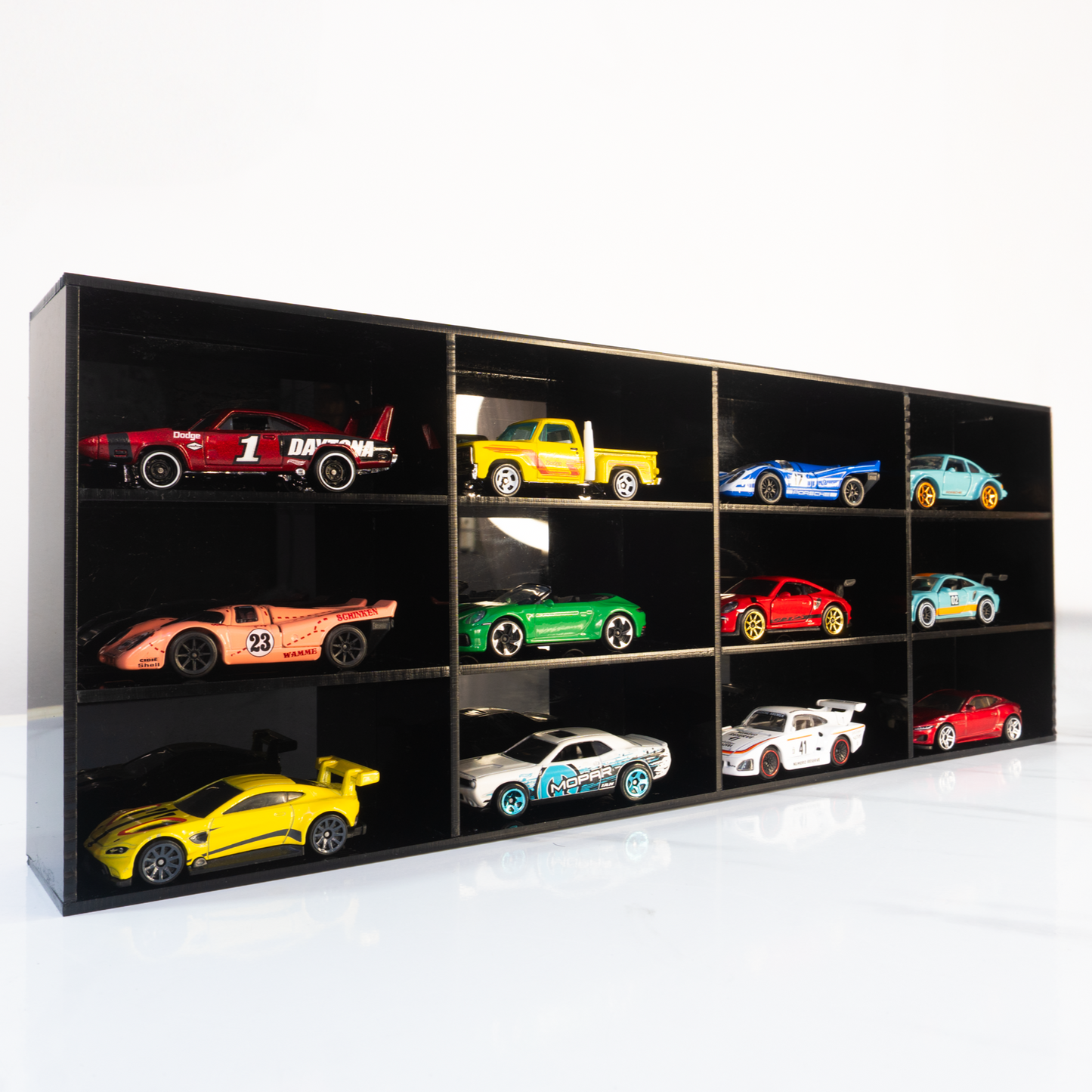 12-Car Acrylic Display Case for Diecast Collectibles (3x4 Grid)