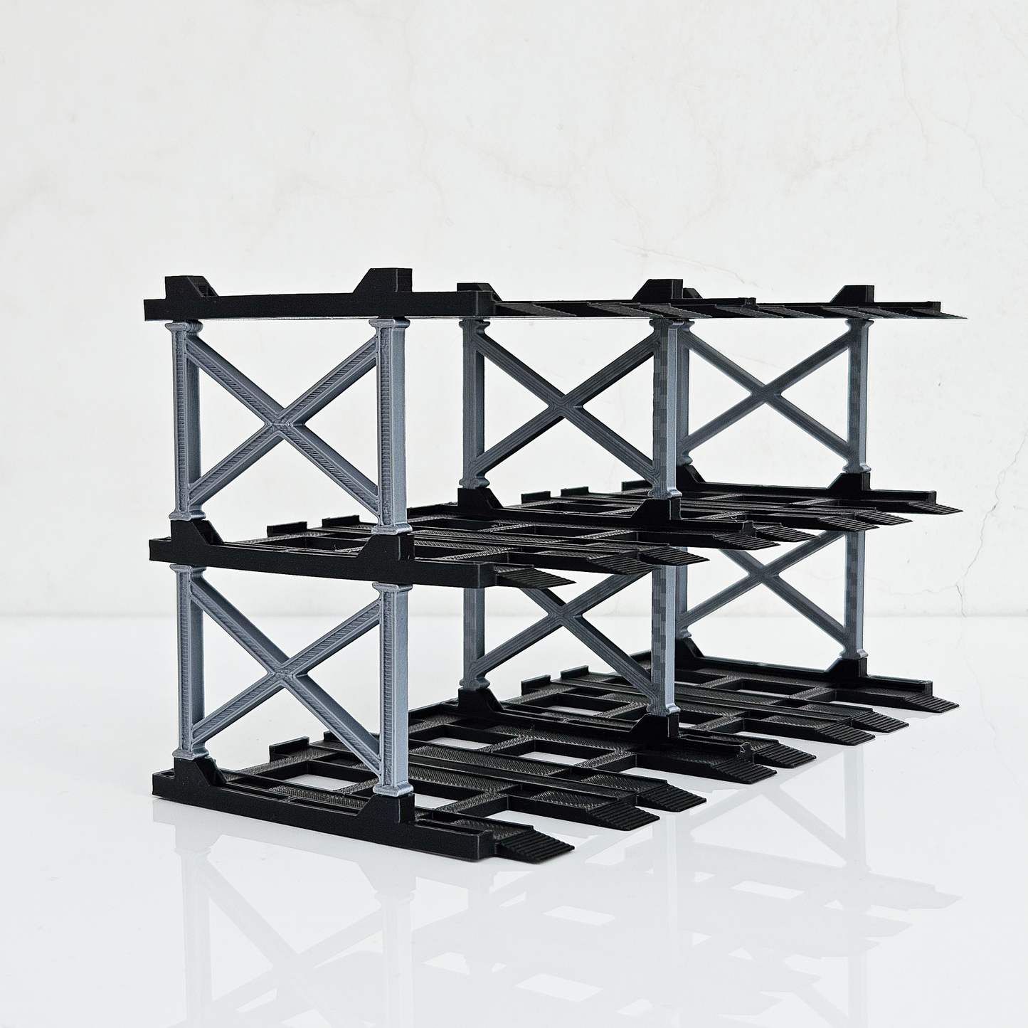 1:64 Diecast Car Display Enclousure– Multi-Tier Collectible Diecast Cars Storage for Hot Wheels, Mini GT & Matchbox | Matte Black & Silver (4 Tier – 16 Car Capacity)