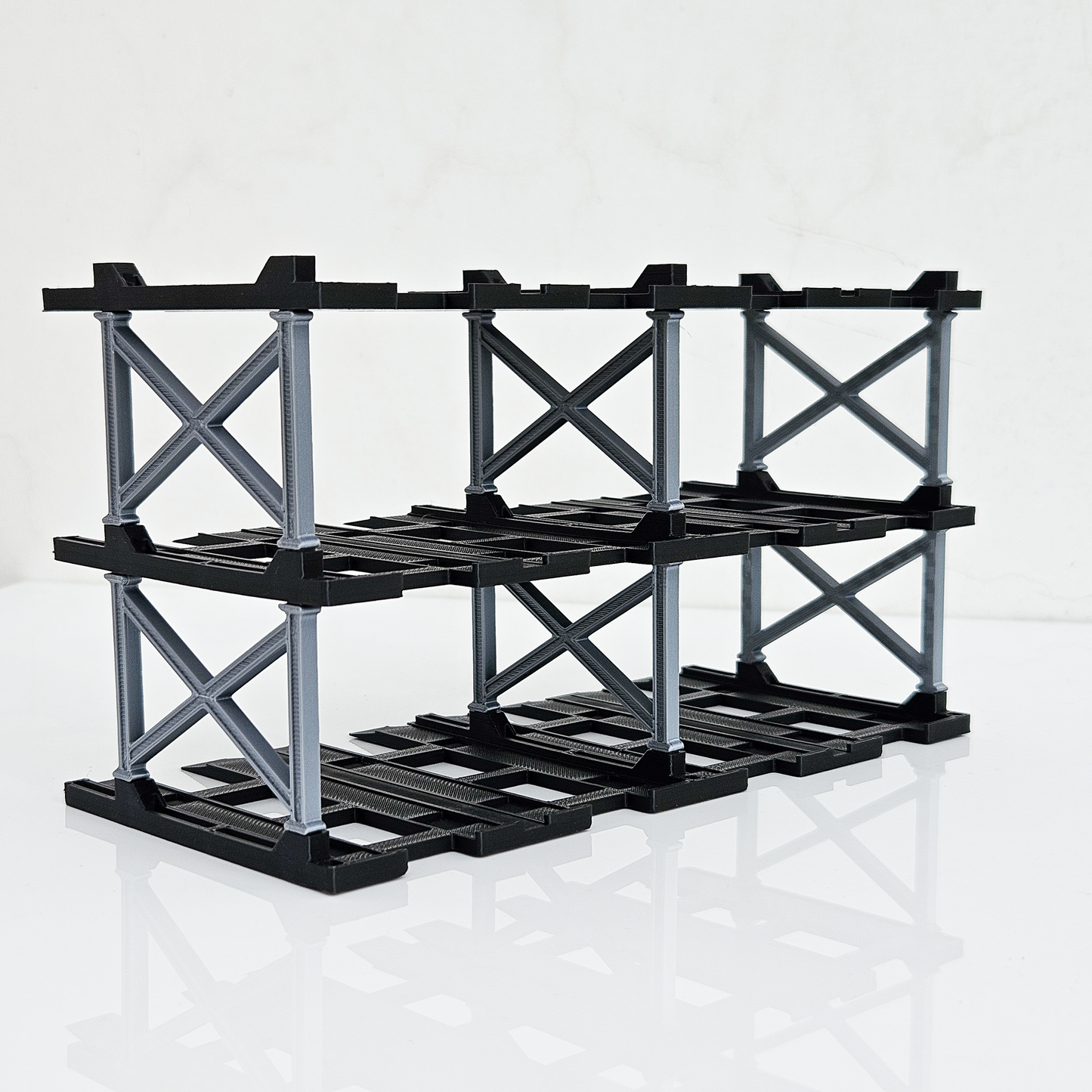 1:64 Diecast Car Display Enclousure– Multi-Tier Collectible Diecast Cars Storage for Hot Wheels, Mini GT & Matchbox | Matte Black & Silver (4 Tier – 16 Car Capacity)