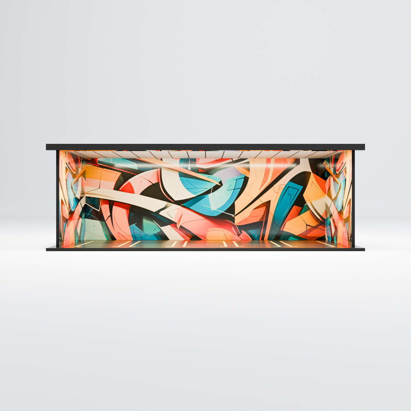 Graffiti Garage 1:64 Acrylic Display Diorama with LED (30x14x10 cm)