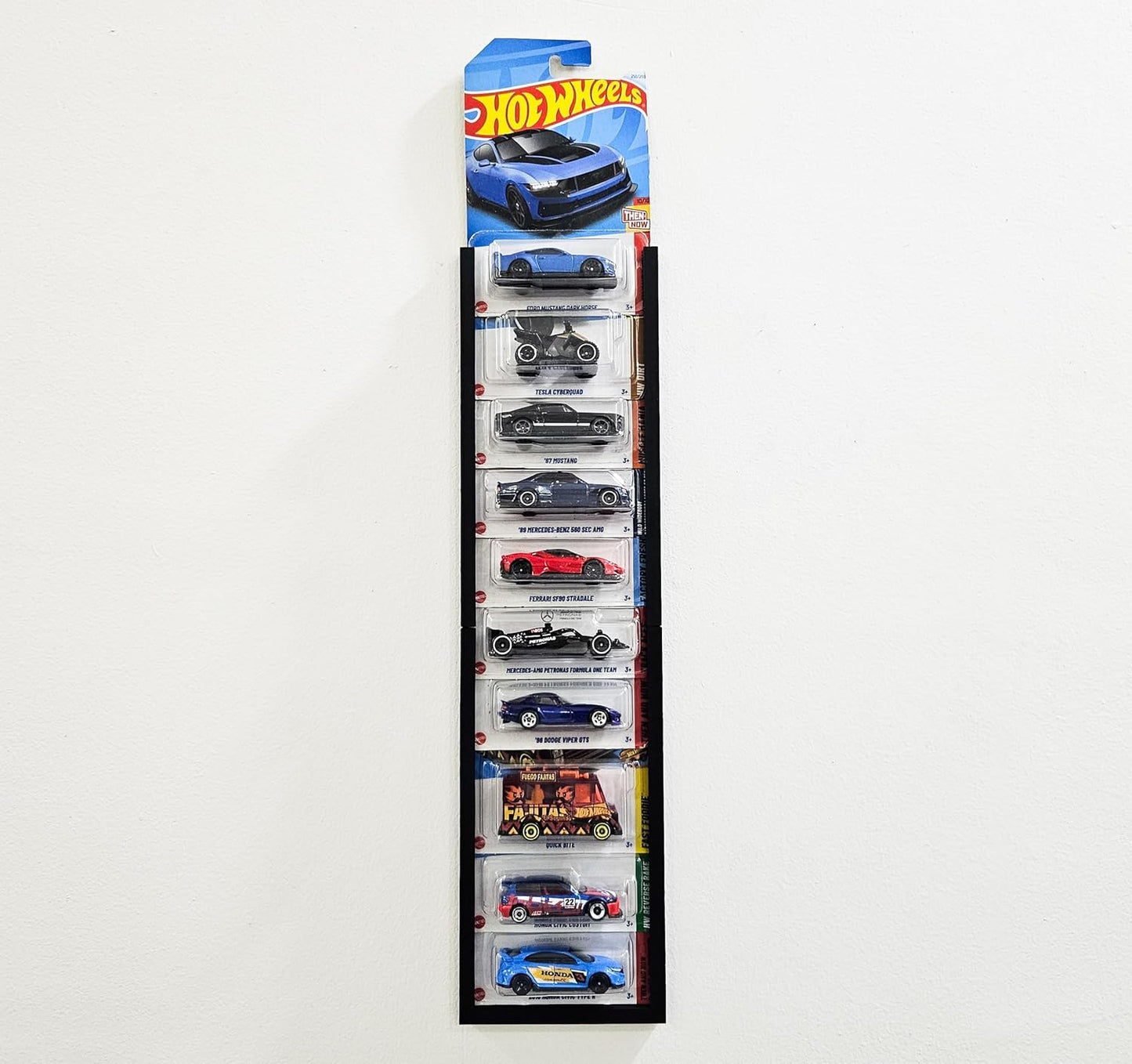 Carded Hotwheels Wall Display Mount Infinity Stackable Design (Black, Base+Extension)