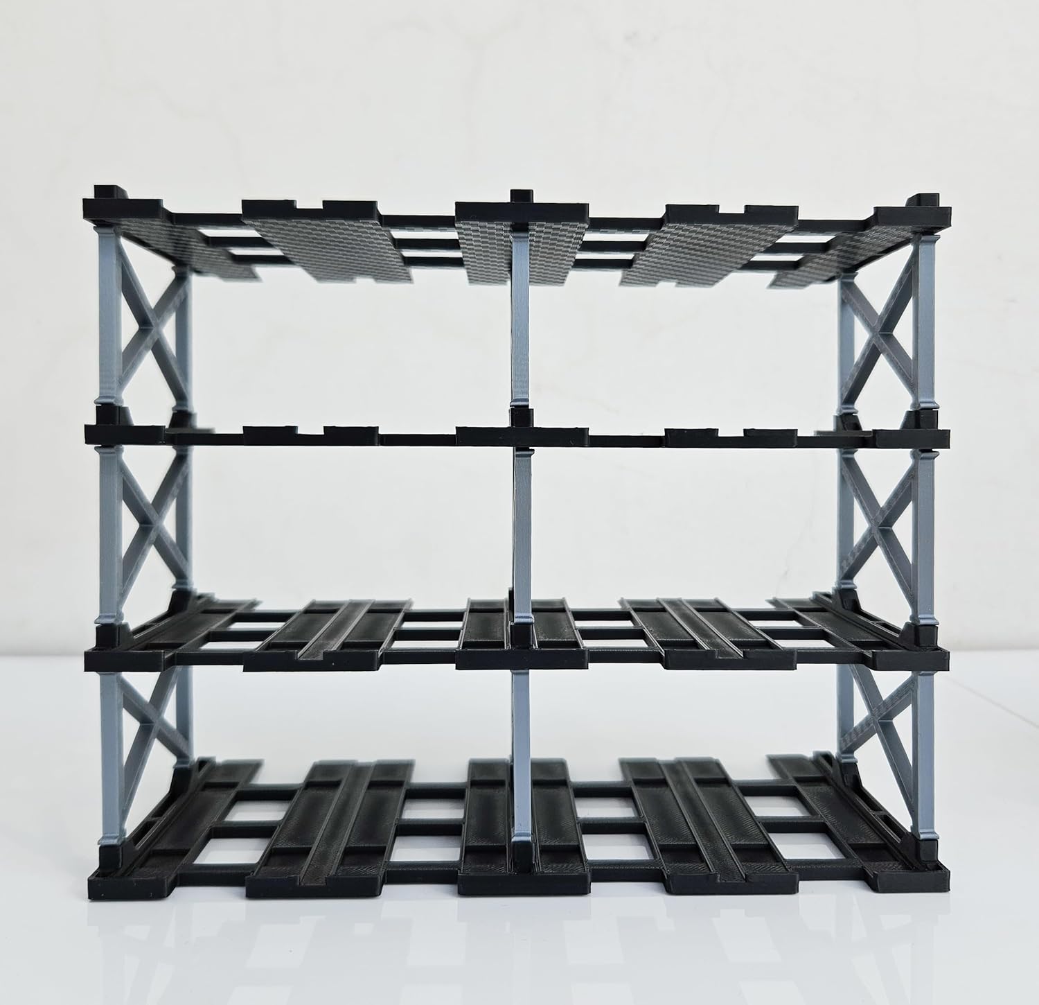 1:64 Diecast Car Display Enclousure– Multi-Tier Collectible Diecast Cars Storage for Hot Wheels, Mini GT & Matchbox | Matte Black & Silver (4 Tier – 16 Car Capacity)