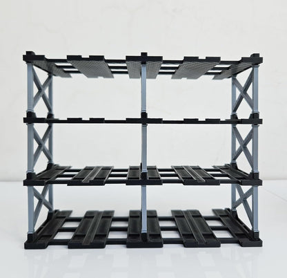 1:64 Diecast Car Display Enclousure– Multi-Tier Collectible Diecast Cars Storage for Hot Wheels, Mini GT & Matchbox | Matte Black & Silver (4 Tier – 16 Car Capacity)