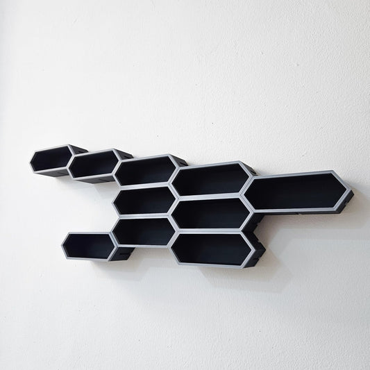 Modular Hot Wheels Wall Display Shelf | Hexagon Wall Shelf for 1/64 Diecast Cars | Matte Black Tool Free | Expandable Honeycomb Storage for Hotwheels, Matchbox & 1:64 Diecast Cars 1PC