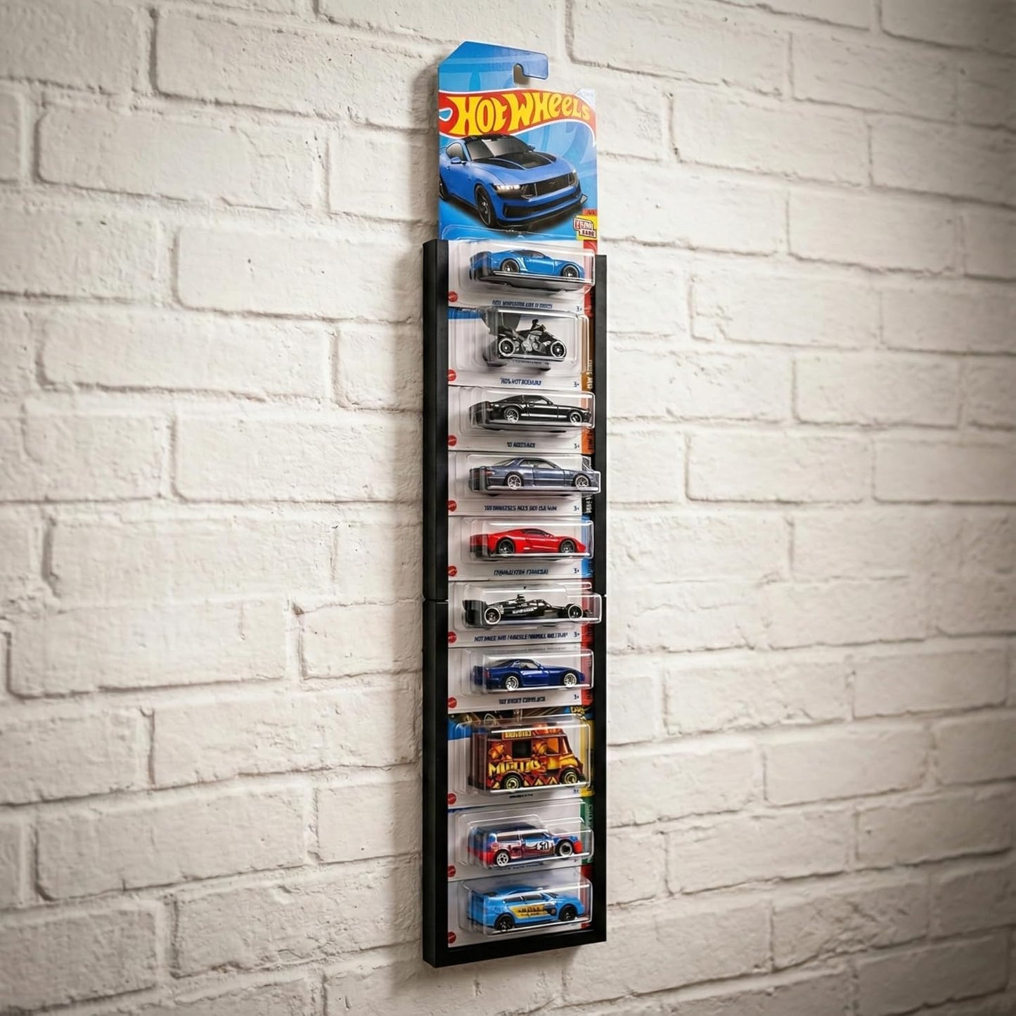 Carded Hotwheels Wall Display Mount Infinity Stackable Design (Black, Base+Extension)