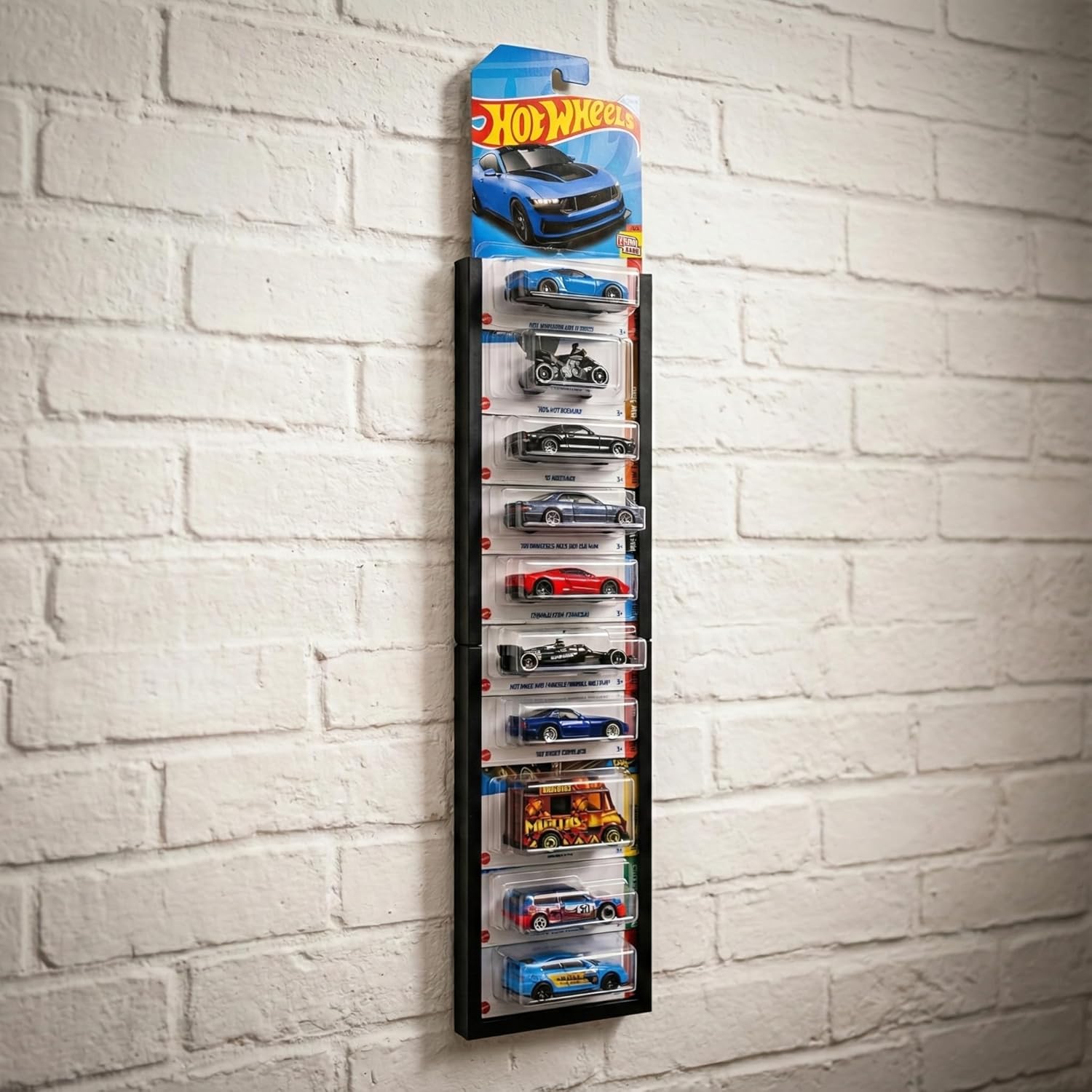 Carded Hotwheels Wall Display Mount Infinity Stackable Design (Black, Base+Extension)
