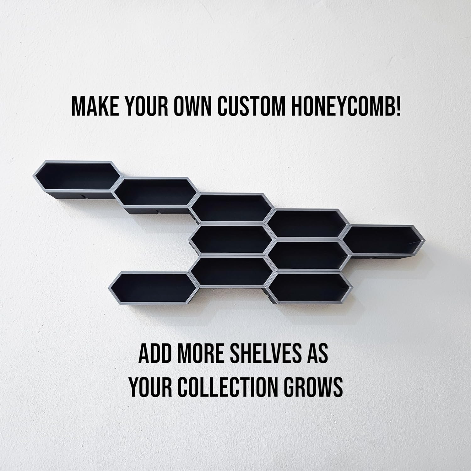 Modular Hot Wheels Wall Display Shelf | Hexagon Wall Shelf for 1/64 Diecast Cars | Matte Black Tool Free | Expandable Honeycomb Storage for Hotwheels, Matchbox & 1:64 Diecast Cars 1PC