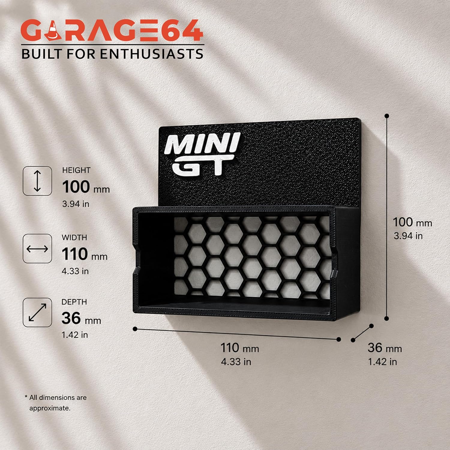 Mini GT Display Shelf for 1:64 Diecast Cars & Display Boxes | Wall Mount or Desktop Showcase Stand | Premium Matte Finish Collector Display Rack | Mini GT Display Holder (Shelf Only)
