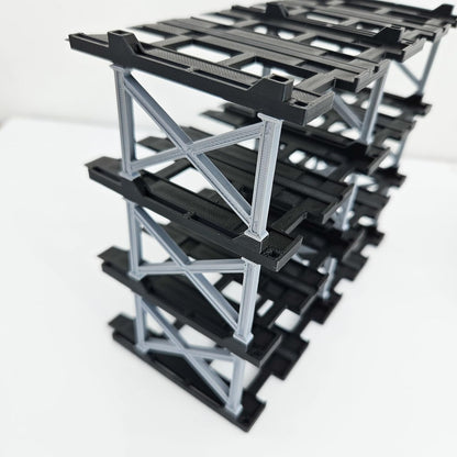 1:64 Diecast Car Display Enclousure– Multi-Tier Collectible Diecast Cars Storage for Hot Wheels, Mini GT & Matchbox | Matte Black & Silver (4 Tier – 16 Car Capacity)