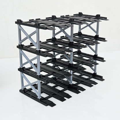 1:64 Diecast Car Display Enclousure– Multi-Tier Collectible Diecast Cars Storage for Hot Wheels, Mini GT & Matchbox | Matte Black & Silver (4 Tier – 16 Car Capacity)