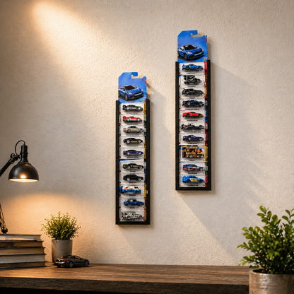 Garage64 Carded Hot Wheels Wall Display Mount 10 Car Capacity | Easy to Install Wall Organizer for Mainline Hotwheels