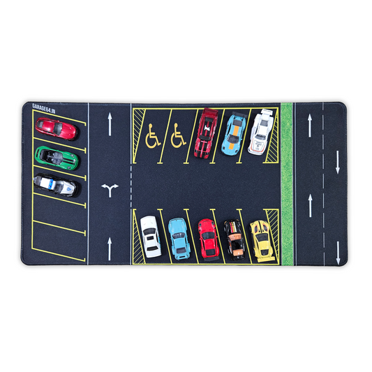 1:64 Scale Parking Lot Rubber Mat – 15 Slot Highway Design (60x30cm)