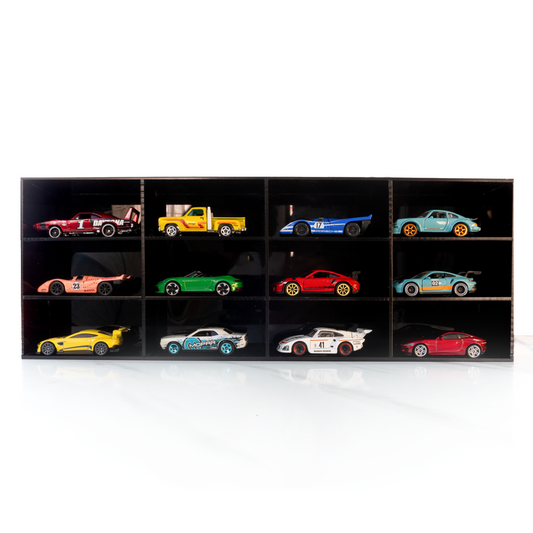 12-Car Acrylic Display Case for Diecast Collectibles (3x4 Grid)